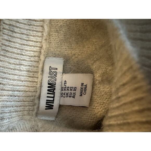 WILLIAM RAST Alpaca Bobble Sweater Women XS V-Back Heathered Ivory Dolman Sleeve - Picture 7 of 12